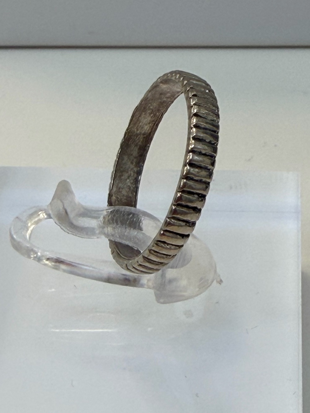 Silver-Tone Ribbed Textured Stackable Band Ring, Size 5.5–6 - Picture 6 of 12